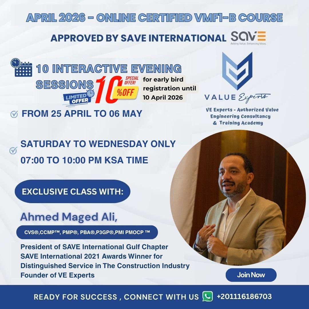 “Value Methodology Fundamentals 1-B – Approved by SAVE International”